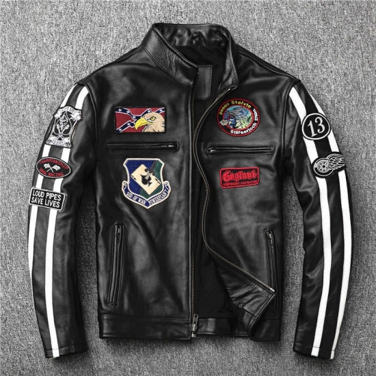 Embroidery Motorcycle Leather Jackets