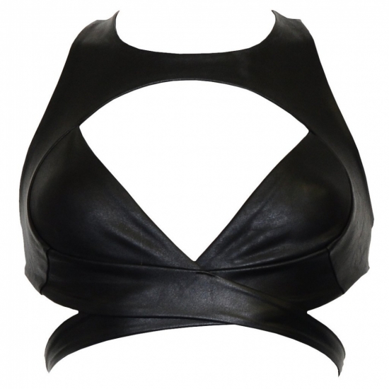 LEATHER TOP FAUX BRA
