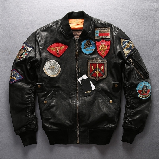 Mens air force genuine leather with patches