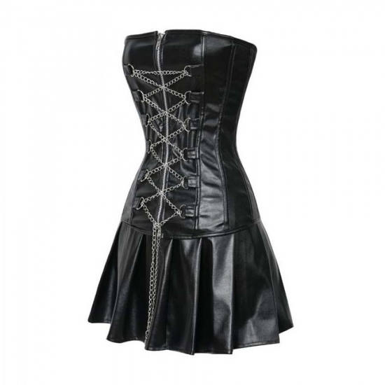 LEATHER ZIPPER CORCET