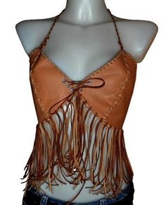 FRINGE TOP LEATHER BRA