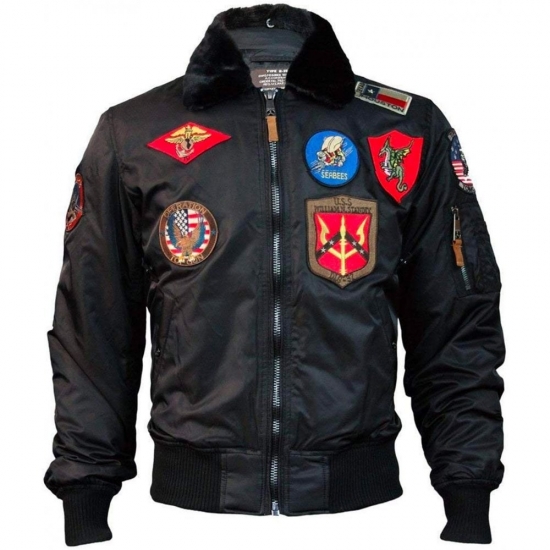 Bomber jacket with patches